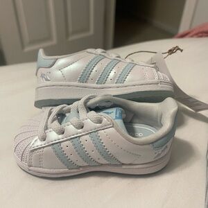 Adidas Superstar El Disney Cinderella White and Blue Sneakers 4K